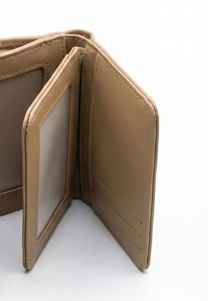 Lancaster Portemonnee rug aan rug Met klep en drukknoop Smooth 137-02 Praline