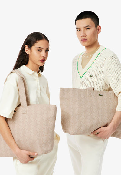 Lacoste XL Shoppingväska Summer Pack NU4994PB Mono Jaquard Vit