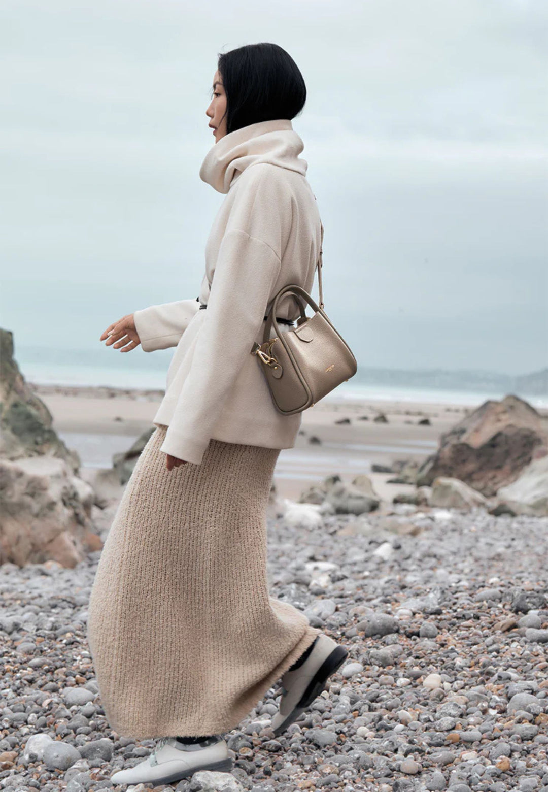 Lancaster Sac à main Aimantée S Ida Double 470-83 Galet - In - Or