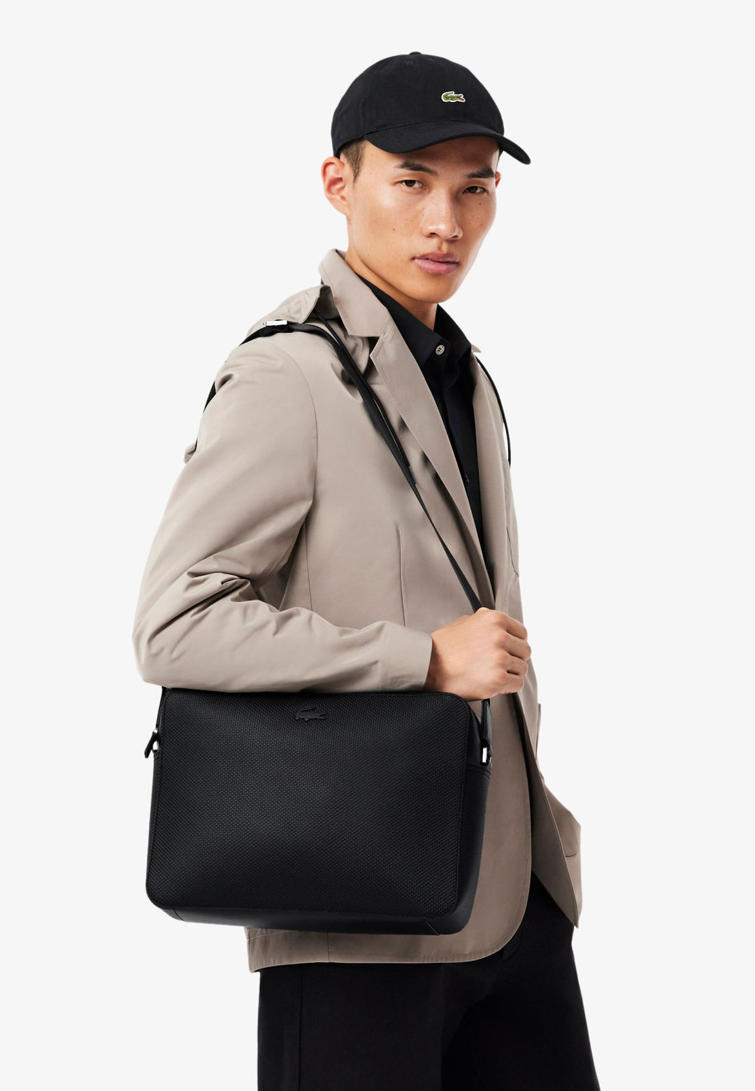 Sac à bandoulière Lacoste Chantaco en cuir NH5060CE Noir