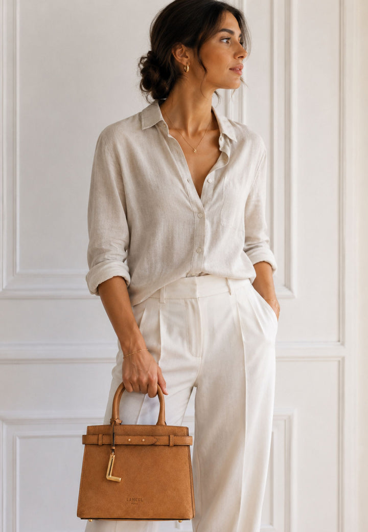 Lancel Faubourg Bolso Carryall Cuero Camel