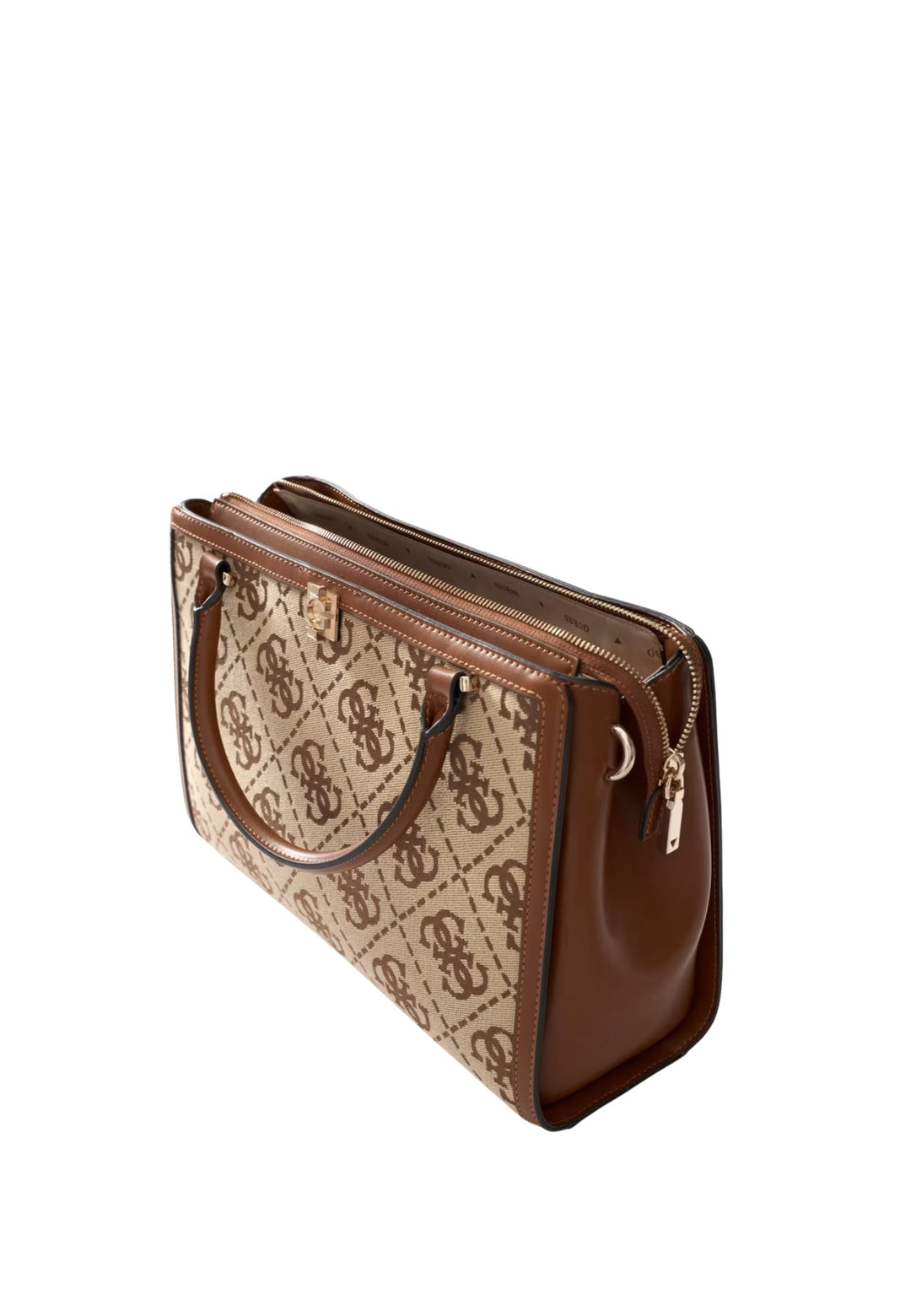Mala de mão Guess Audrey Monogramme Logótipo Latte