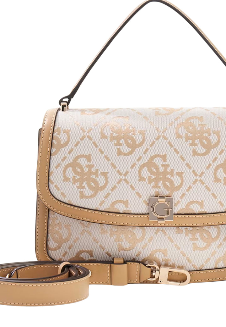 Guess Taška s klopnou Audrey Monogramme béžové logo