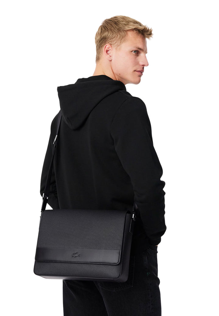 Lacoste Veľká messenger taška Chantaco koža Čierna