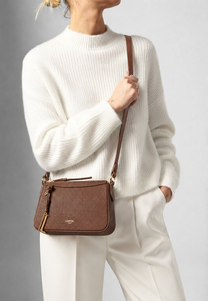 Lancel Faubourg Mini Crossbody Bag Zippered Coconut
