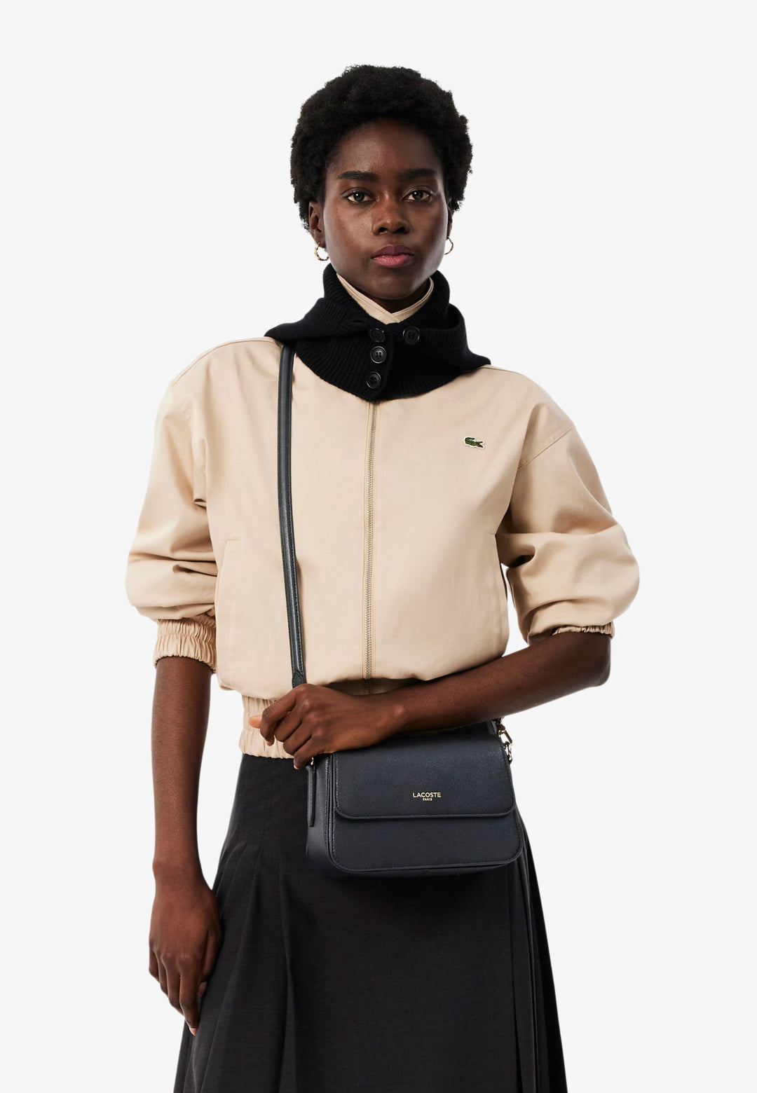 Lacoste Sac à bandoulière Champs-Élysées Cuir Noir