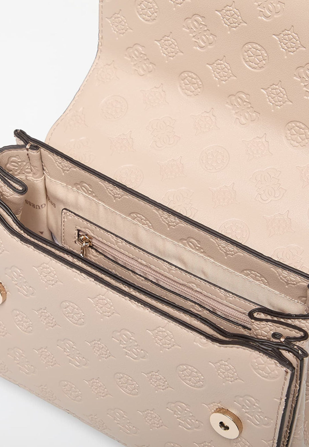 Guess Kabelka cez rameno Zarela Luxury Satche Simply Taupe Logo PD966521