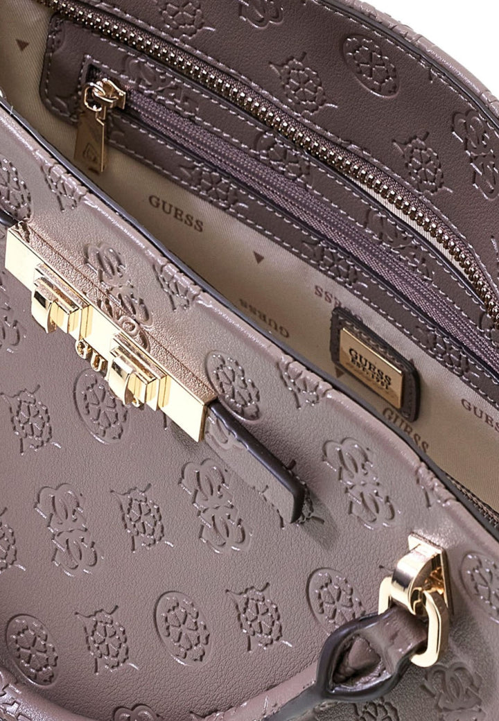 Guess Håndtaske Carmella 3 Compartiments Taupe Logo