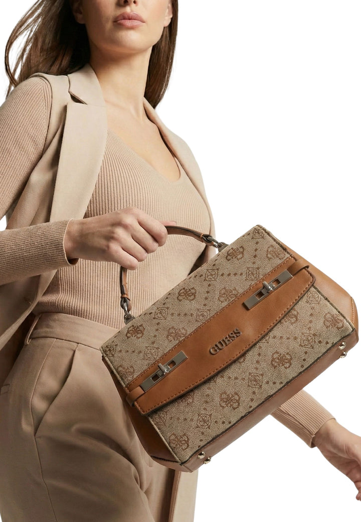 Guess Shoulder Bag Melinda Logo Tri Com Latte Logo JP990220