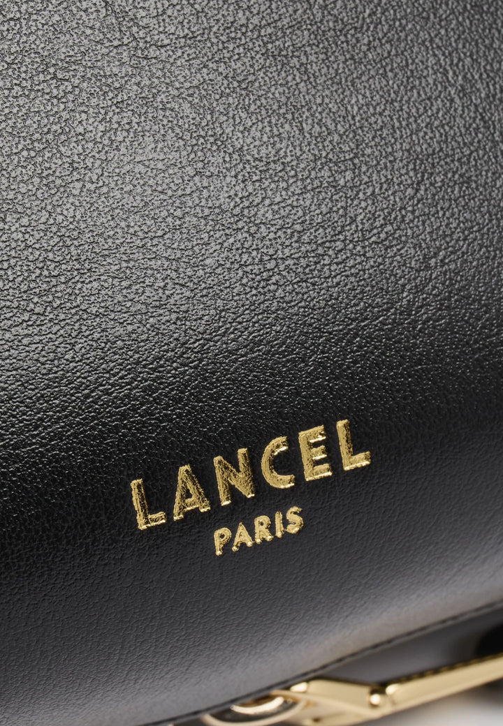 Lancel Origami Baby Hobo Bag Zippered Leather Black