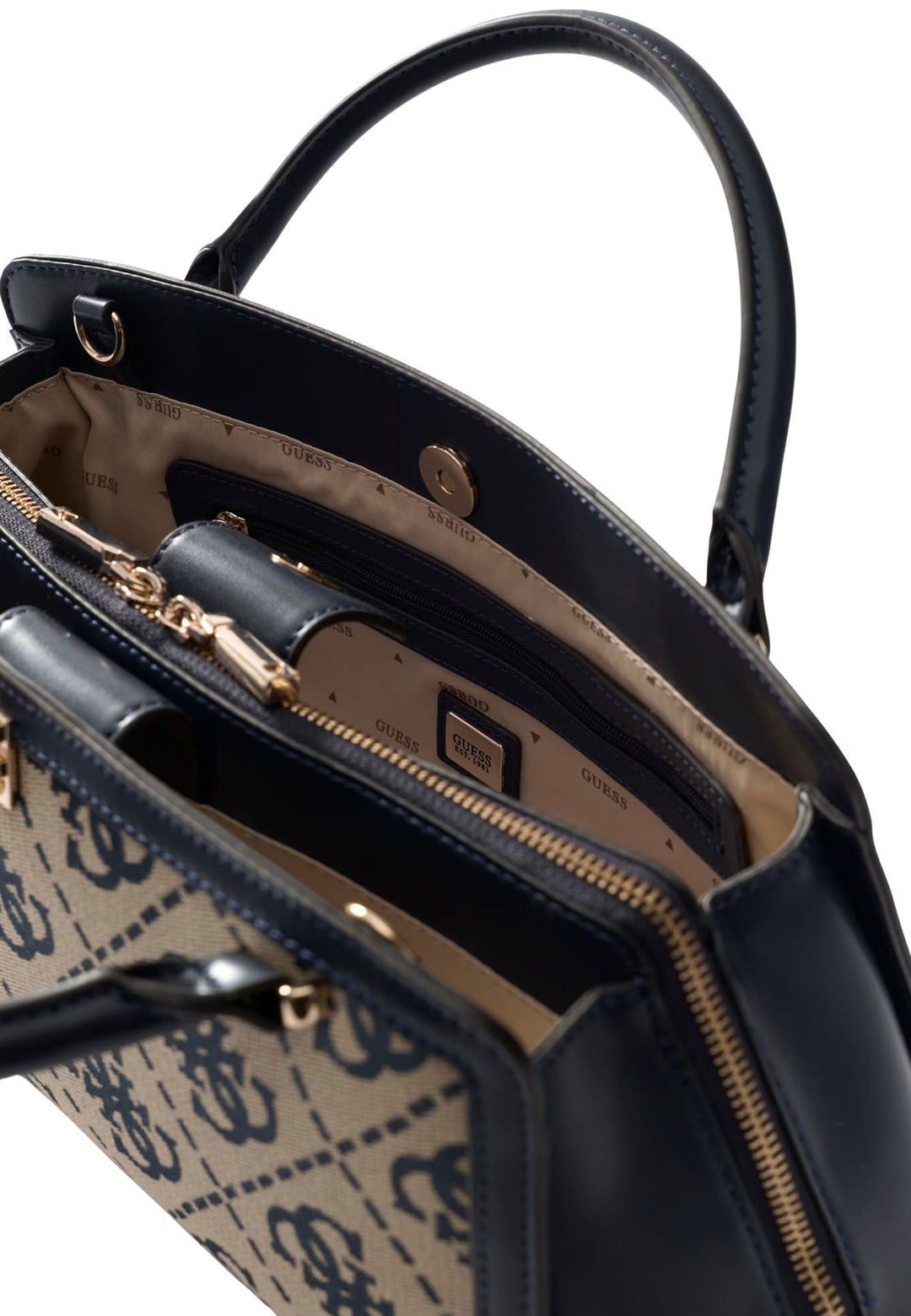 Guess Sac à Main Audrey Petit Monogramme Navy Logo
