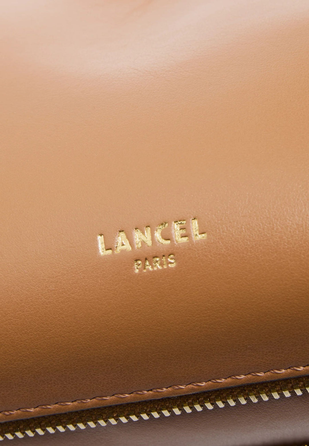 Lancel Origami Baby Hobo-taske Lynlås Læder Kamel