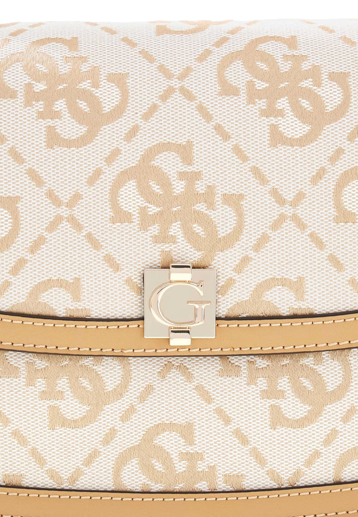 Guess Taška s klopnou Audrey Monogramme béžové logo