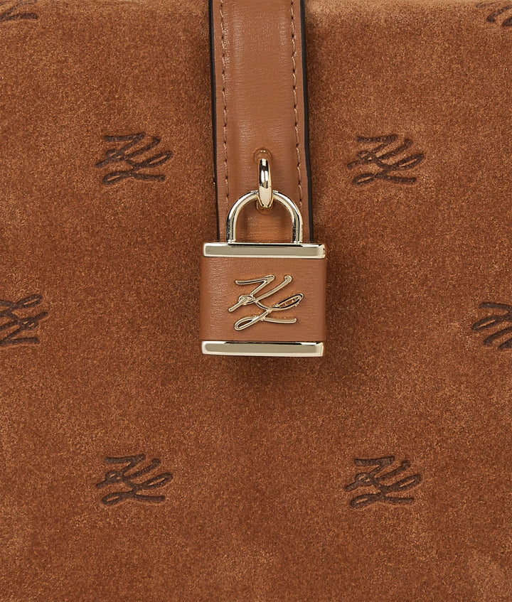 Handbag Karl Lagerfeld with lock B1W30266 Suede K/Autograph Tan
