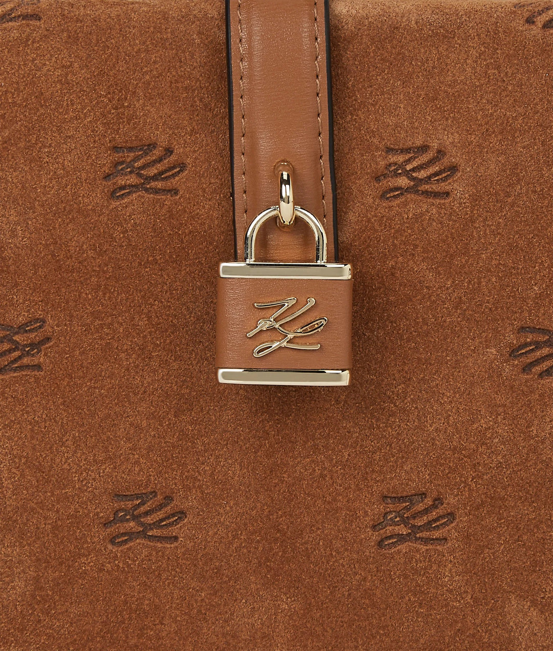 Sac à main Karl Lagerfeld avec cadenas B1W30266 Daim K/Autograph Tan
