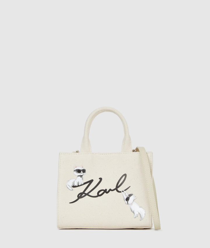 Sac à main Karl Lagerfeld Ikon Signature B1W50094 Choupette Blanc Natural