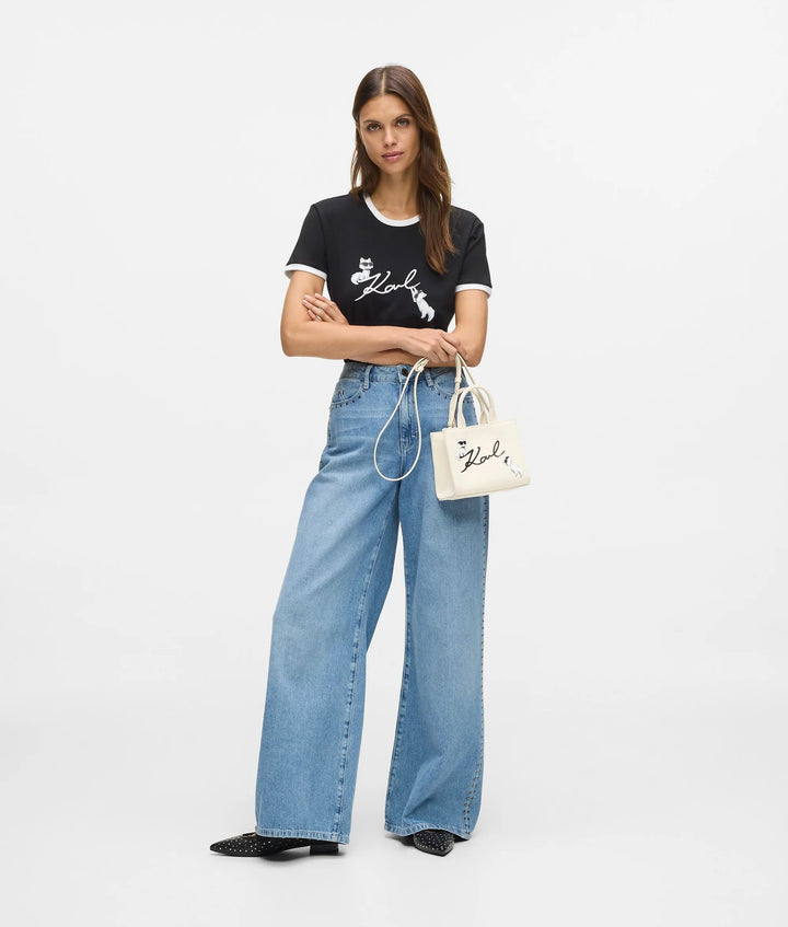 Sac à main Karl Lagerfeld Ikon Signature B1W50094 Choupette Blanc Natural