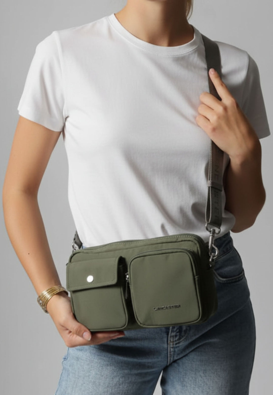 Lancaster Tõmblukuga õlakott Basic Pocket 510-91 Tume khaki