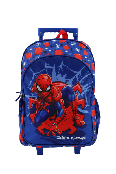 Spiderman Schulrucksack Als Trolley – 25x10x29 Cm, Polyester, Mit 2 Rädern & Anti-Rutsch-Stollen, Blau