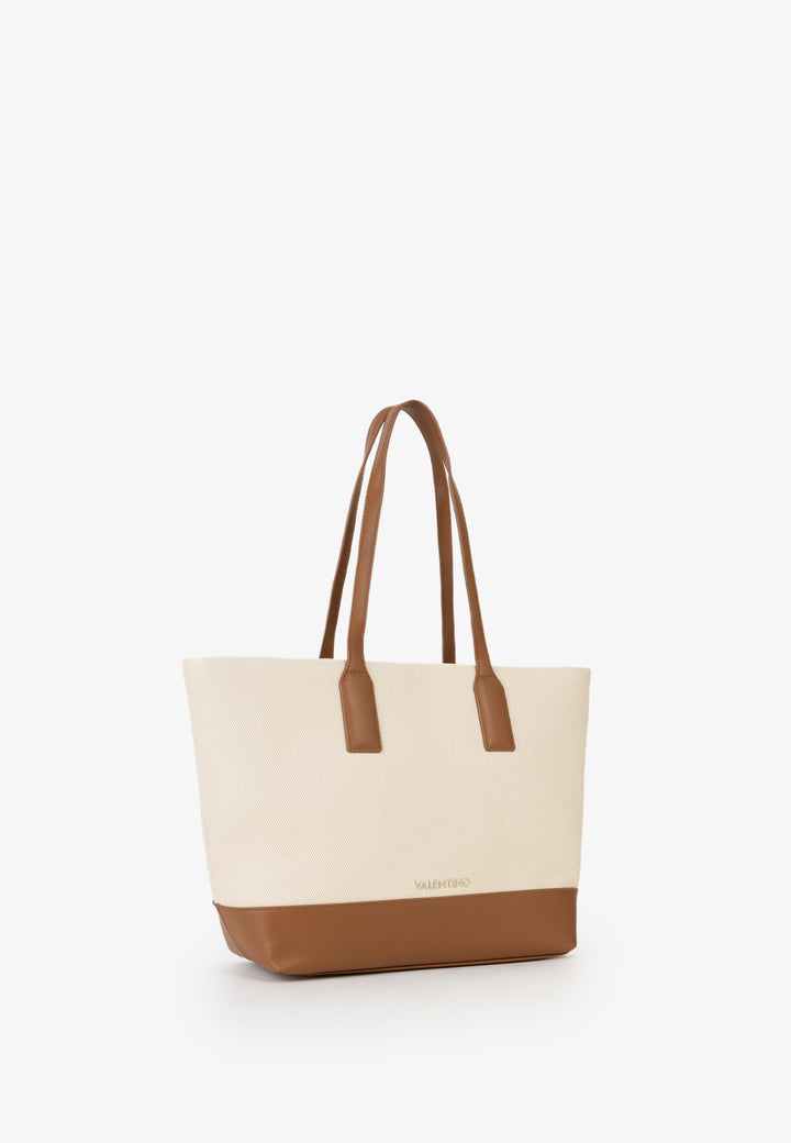 Valentino Atena Brown Women's Tote Bag VBS9PS01 Natural/Leather