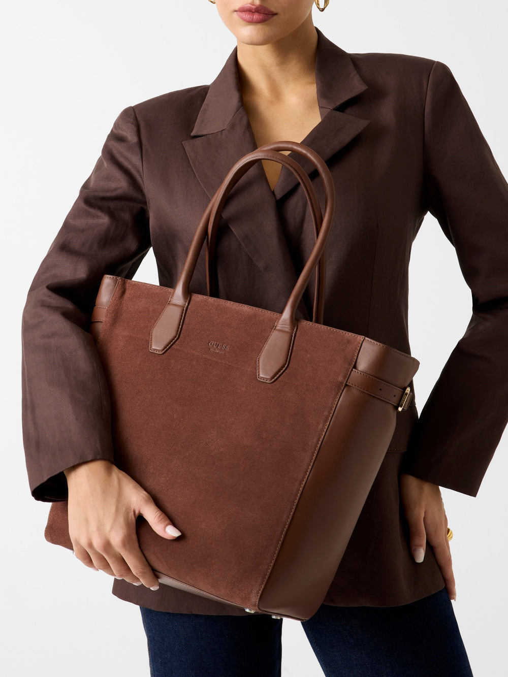Guess Shoppingväska Anitha Large Tote Choklad – buren