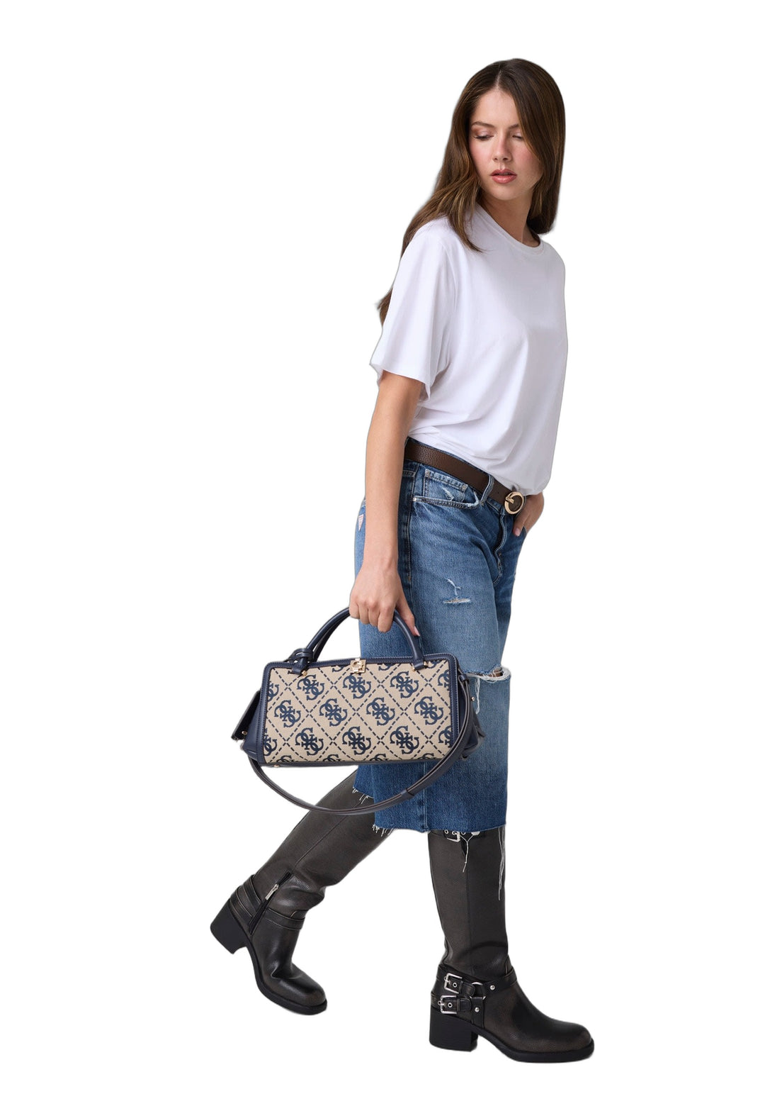 Guess Sac à Main Audrey Petit Monogramme Navy Logo — vue vue