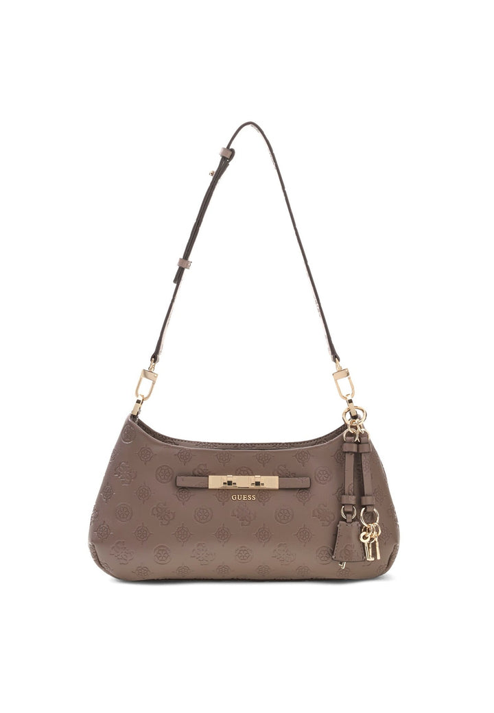 Guess Sac Bandoulière Carmella Taupe Logo — vue de face