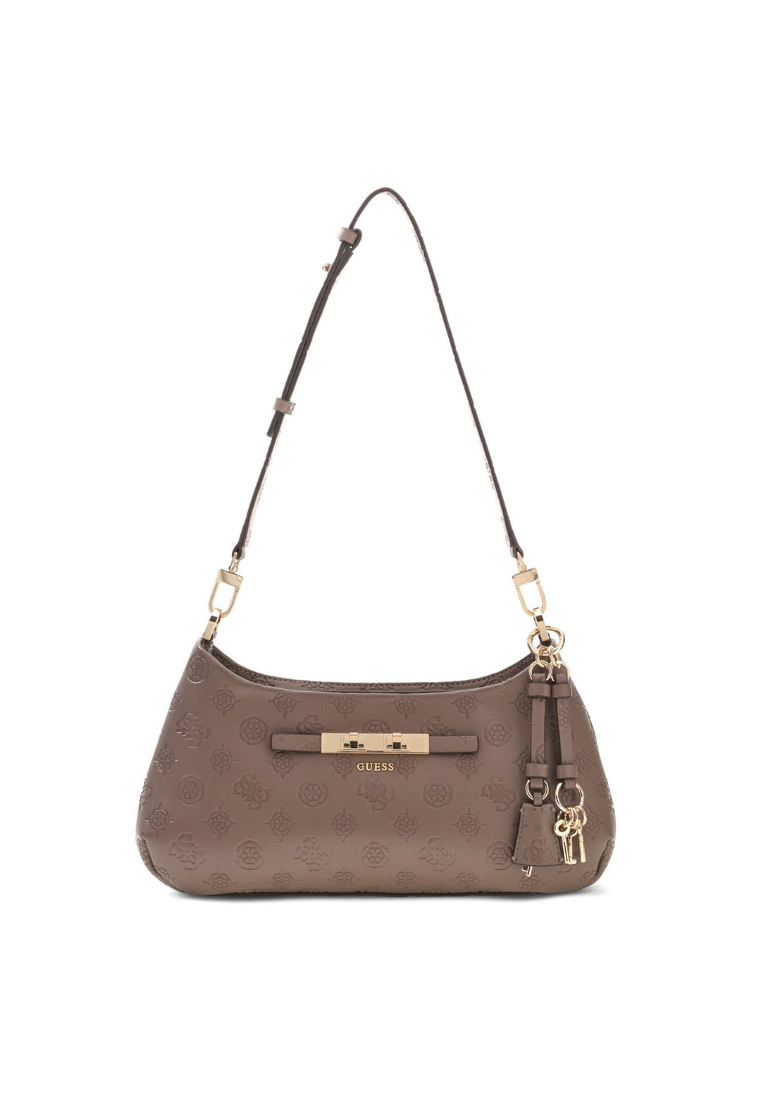 Guess Sac Bandoulière Carmella Taupe Logo — vue de face
