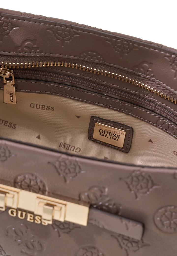 Guess Sac Bandoulière Carmella Taupe Logo — vue vue