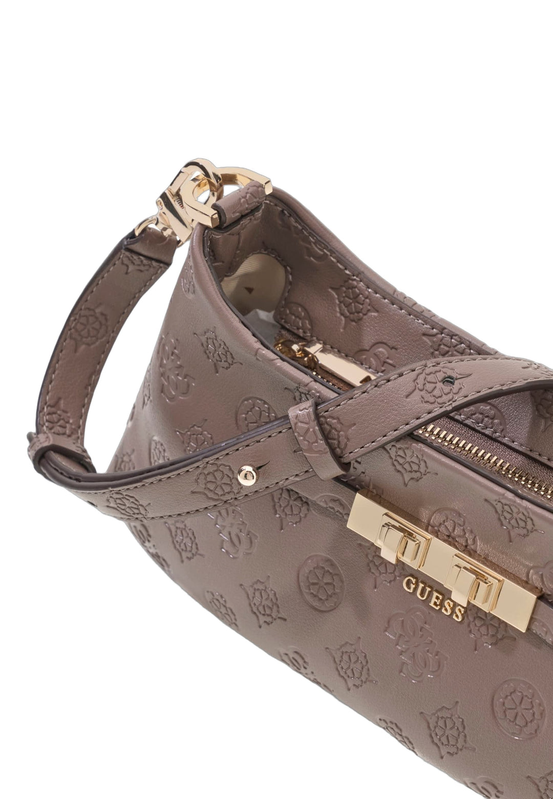 Guess Sac Bandoulière Carmella Taupe Logo — vue vue