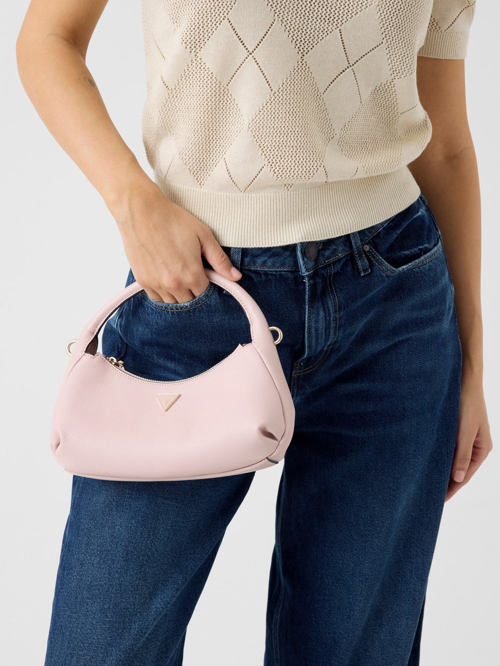 Guess Gilda Mini Hobo Bag Light Rose – worn