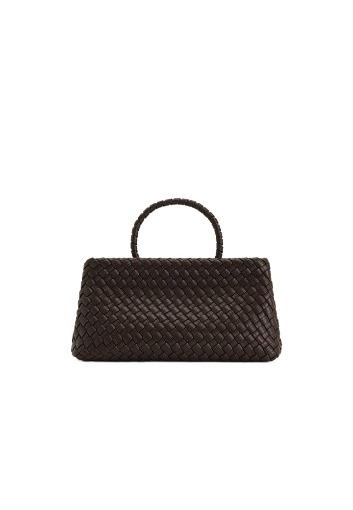 Cabas JW PEI Elora Dark Brown — vue de face, tissage cuir