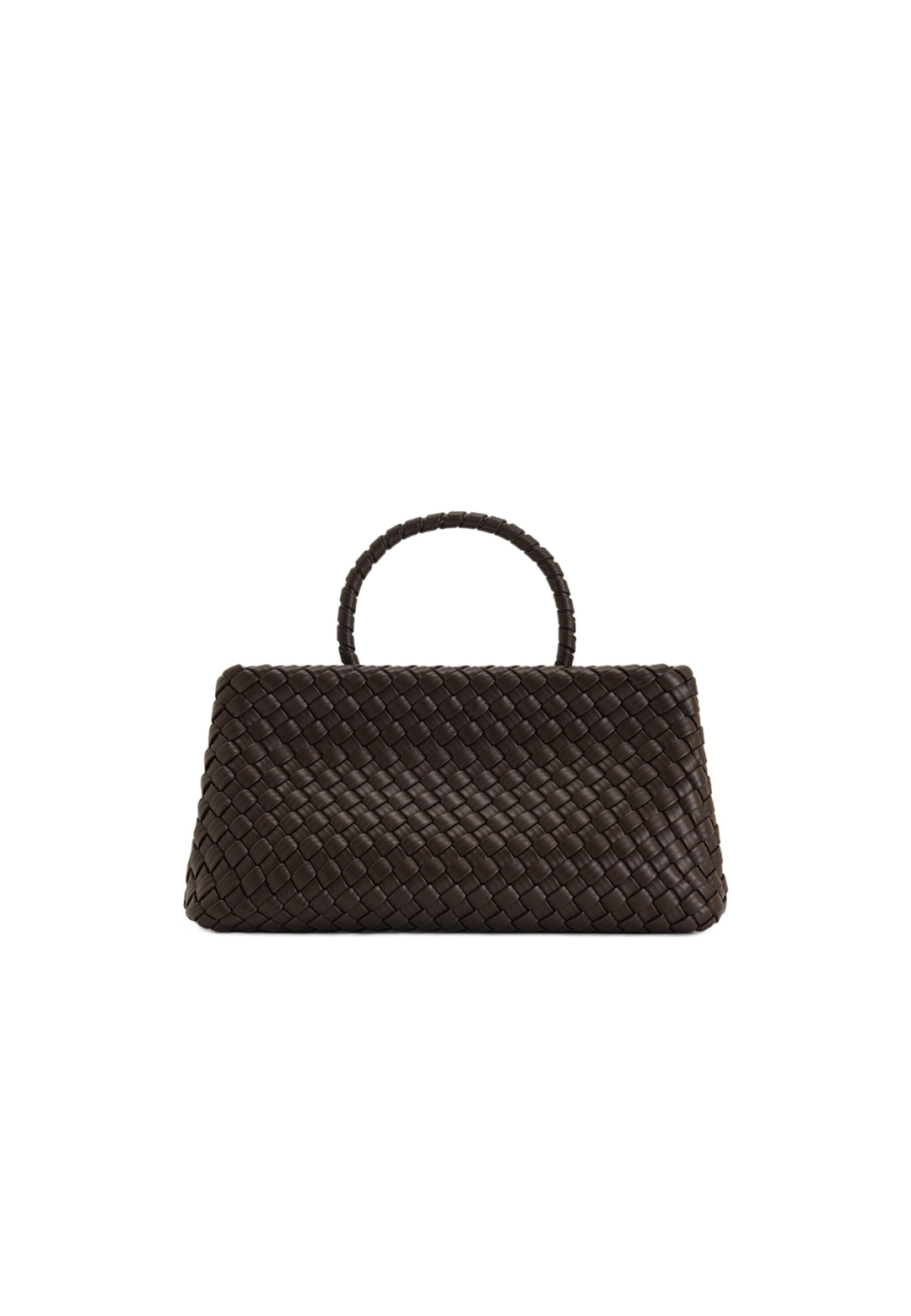 Cabas JW PEI Elora Dark Brown — vue de face, tissage cuir
