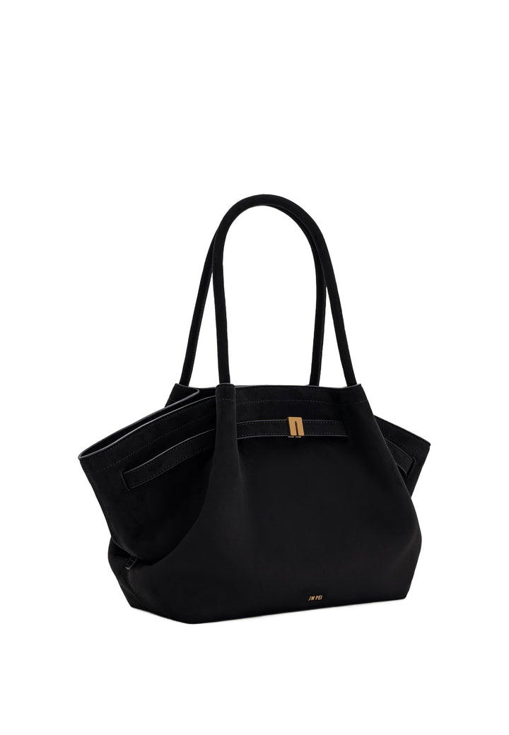 JW PEI Cabas Hana Medium Faux Suede Black — vue de côté