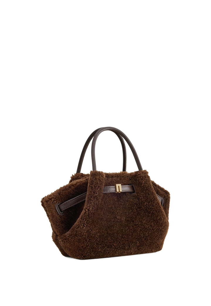 JW PEI Cabas Hana Mini Faux Fur Dark Brown — vue de côté