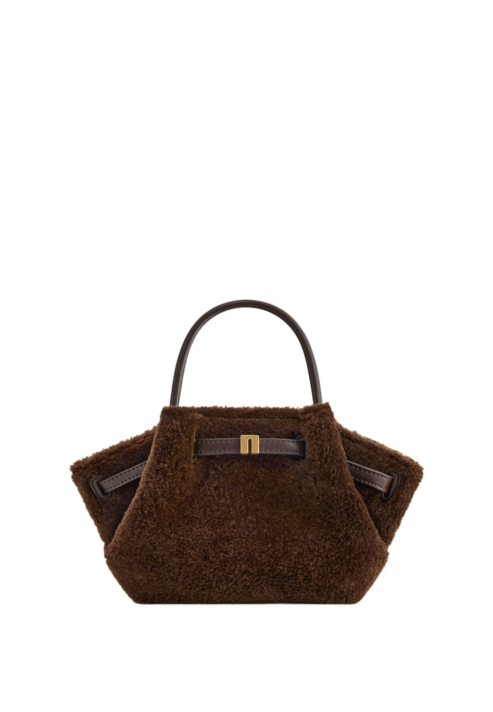 JW PEI Cabas Hana Mini Faux Fur Dark Brown — vue de face