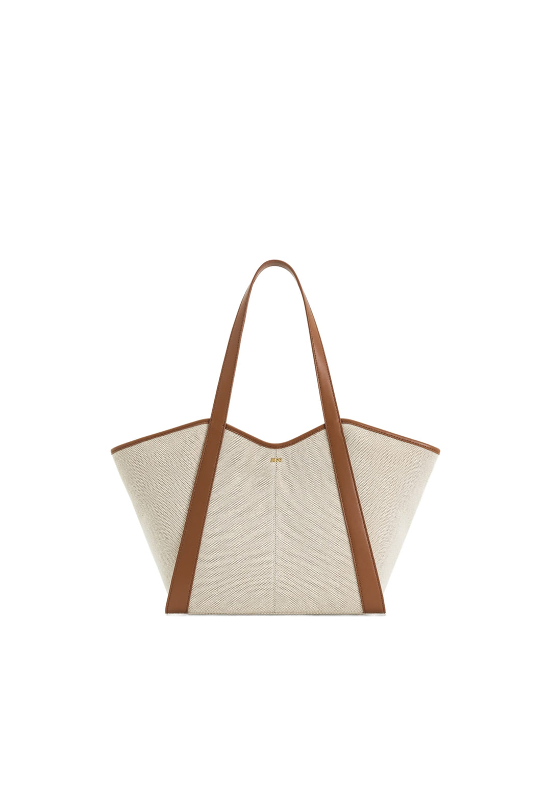 Cabas JW PEI Kiana en toile marron avec anses et bordures en cuir marron — vue de face