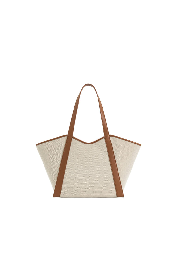 Cabas JW PEI Kiana en toile marron avec garnitures en cuir marron — vue de face