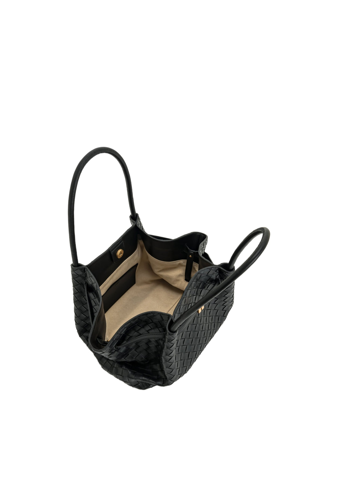 JW PEI Cabas / Shopping Hana Black - Vue intérieure droite montrant les compartiments et la fermeture magnétique