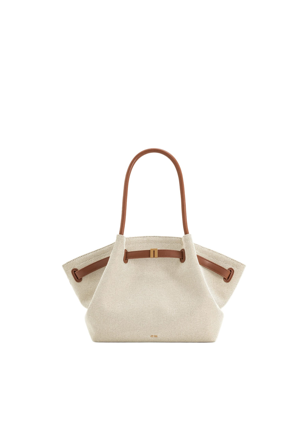 Cabas JW PEI Hana en toile marron — vue de face, avec anses en cuir marron