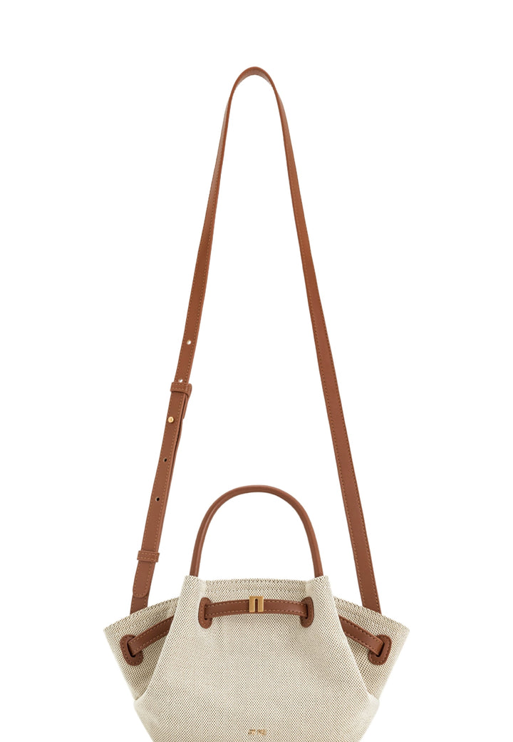 Cabas JW PEI Hana en toile marron avec anses et bandoulière en cuir marron — vue de dos