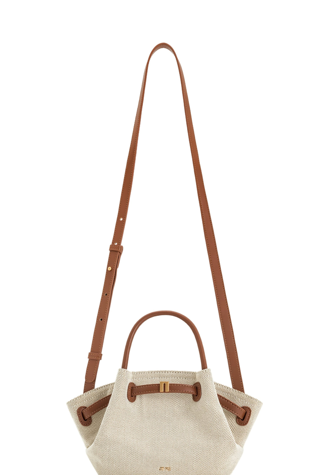 Cabas JW PEI Hana en toile marron avec anses et bandoulière en cuir marron — vue de dos