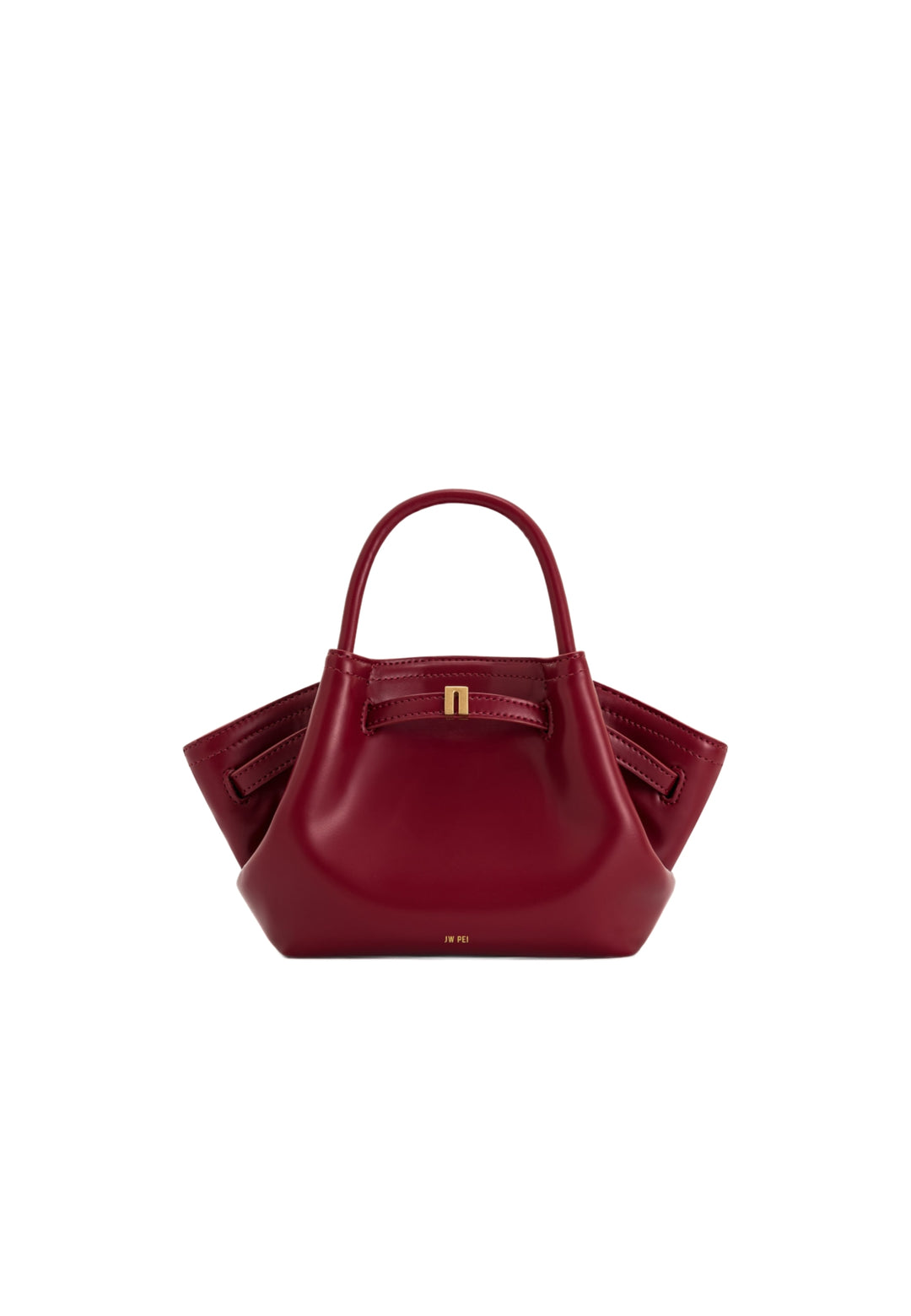 Cabas JW PEI Hana Claret rouge, porté main, avec fermeture magnétique dorée et logo discret