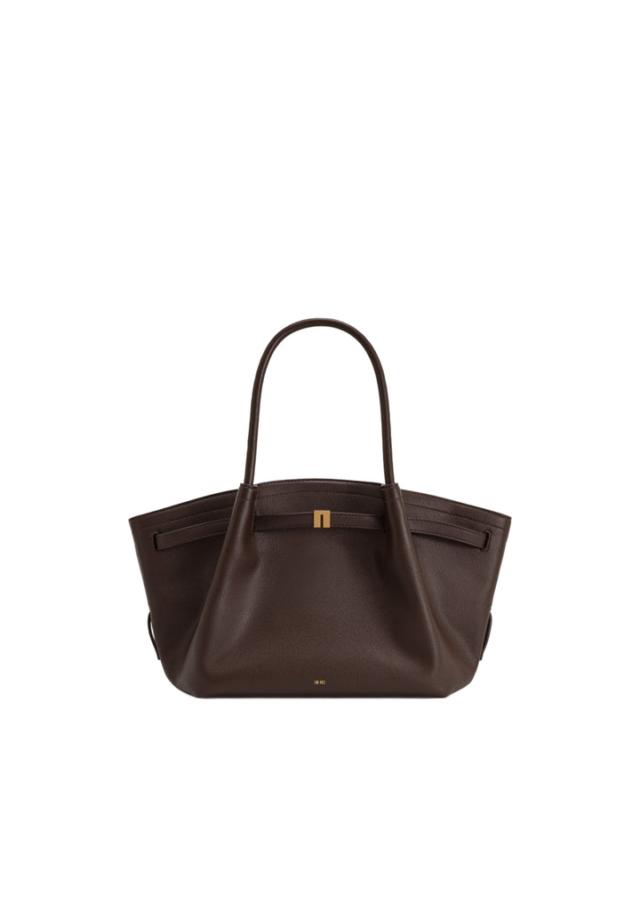 Cabas JW PEI Hana marron foncé — vue de face, simili cuir grainé