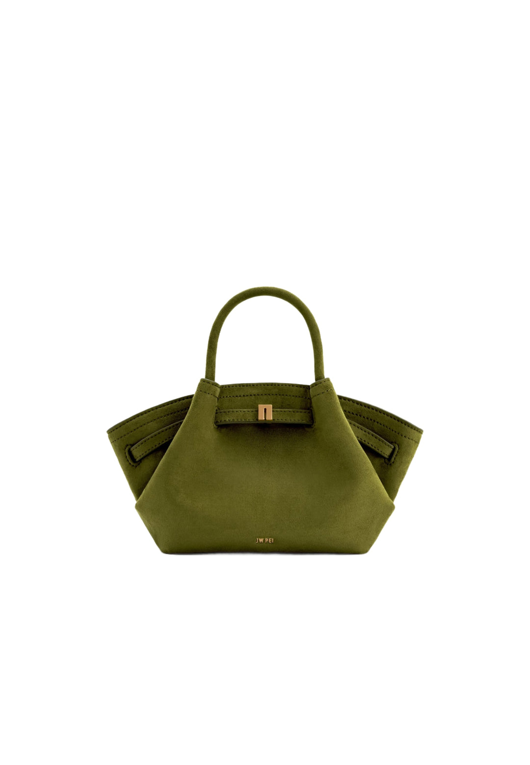 Cabas JW PEI Hana vert olive foncé — vue de face, matière suédine