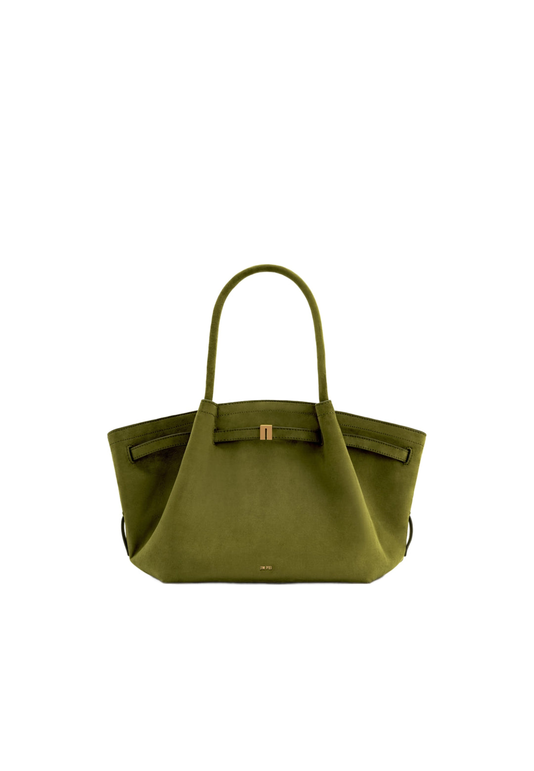 Cabas JW PEI Hana vert olive foncé, porté main, avec fermeture à bouton pression et logo doré