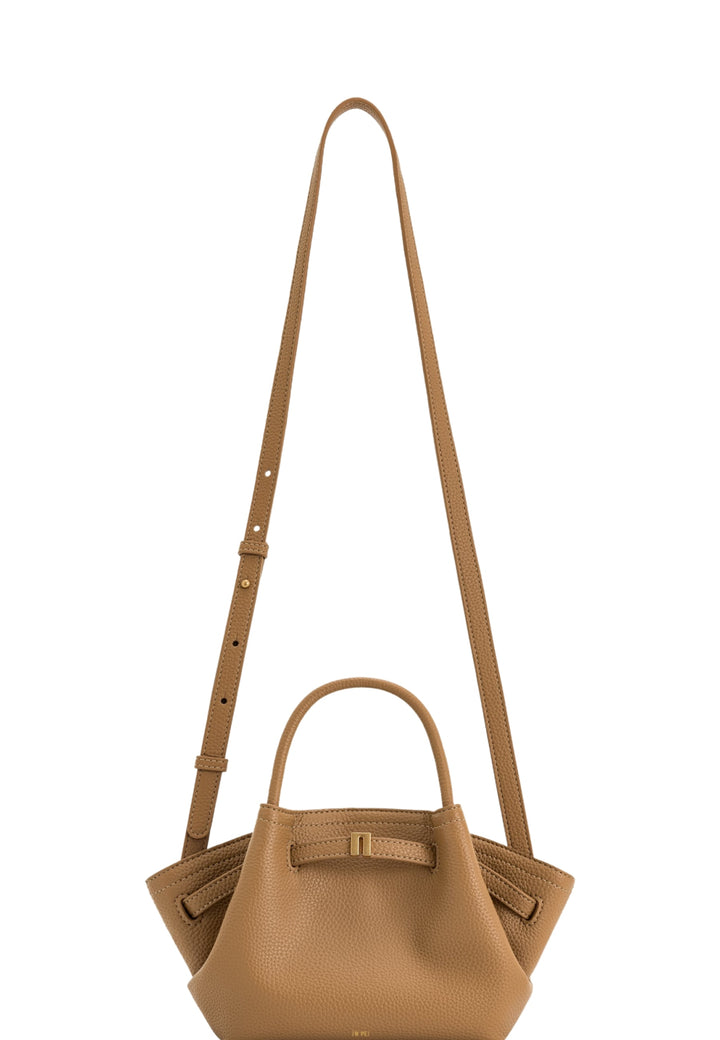 Cabas / Shopping JW PEI Hana Latte Color — vue de face, simili cuir grainé, avec boucle dorée