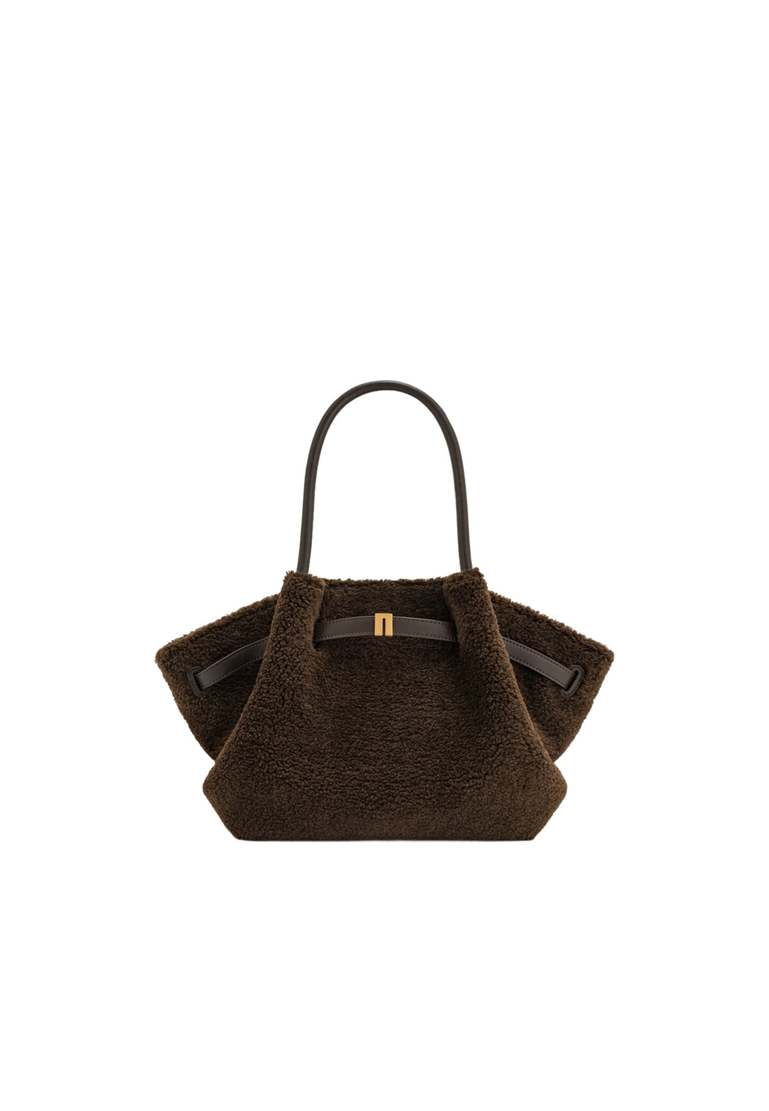 Cabas JW PEI Hana Mocha Brown en polyester texturé, porté main, avec fermeture magnétique dorée.