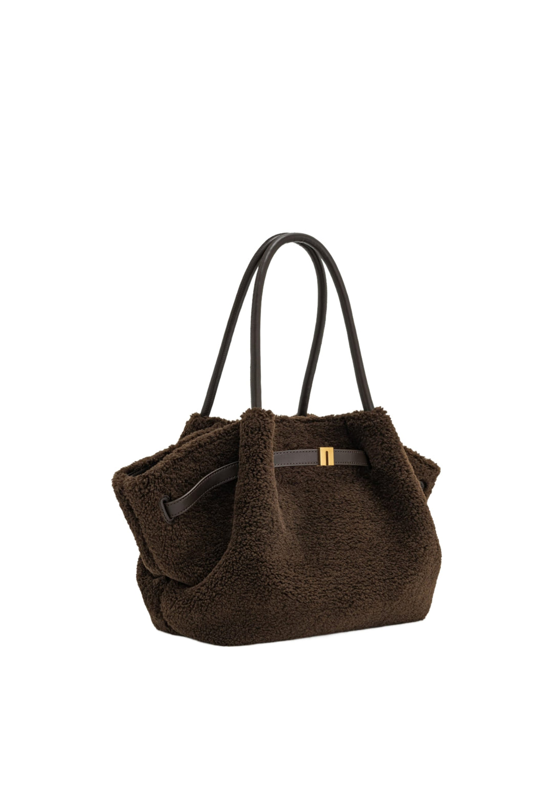 Cabas / Shopping JW PEI Hana Mocha Brown en polyester texturé, porté main ou épaule, avec fermeture magnétique et détails en cuir marron.