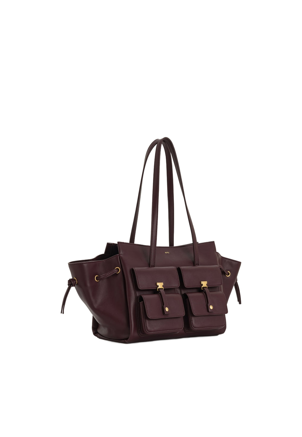 Cabas / Shopping JW PEI Linda Deep Burgundy — vue de face, simili cuir, avec poches plaquées et fermetures dorées